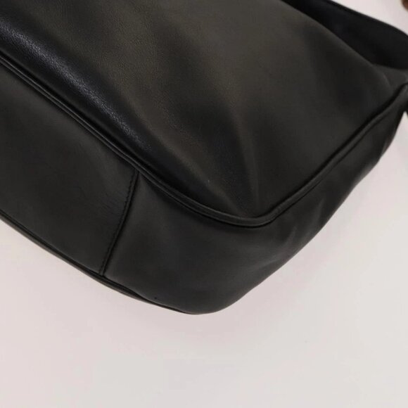 GUCCI Bamboo Shoulder Bag Leather 2way Black Gold 001 1781 1638 Auth 136183 - Picture 5 of 16